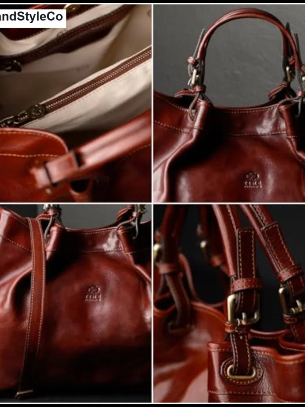 Full-Grain Leather Handbag, Top Handle Shoulder Bag, Satchel Purse, Adjustable